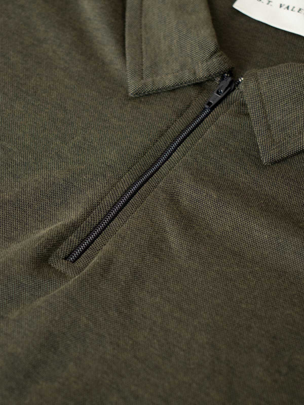 Lightweight Half Zip Polo Tee | Army