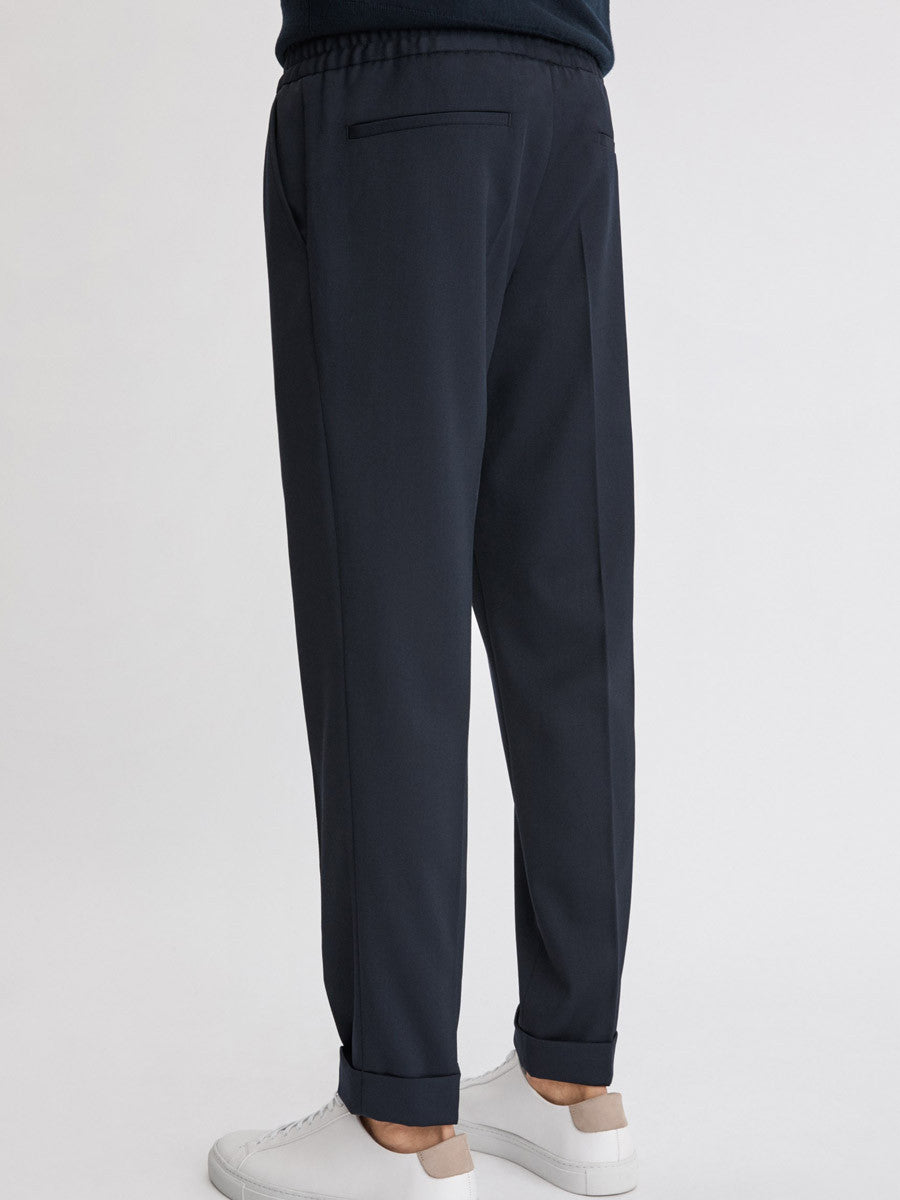 Terry Cropped Trouser | Navy